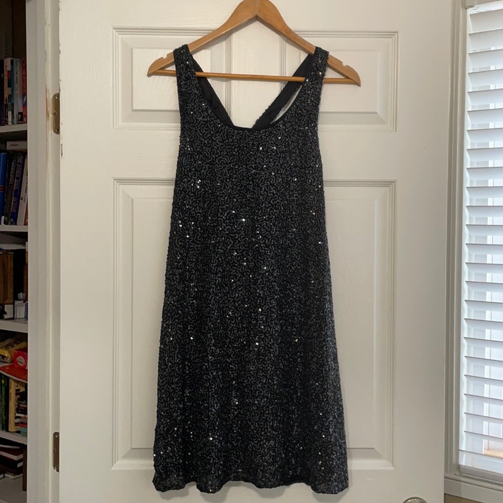 Alice + Olivia Black Sequined Mini Dress